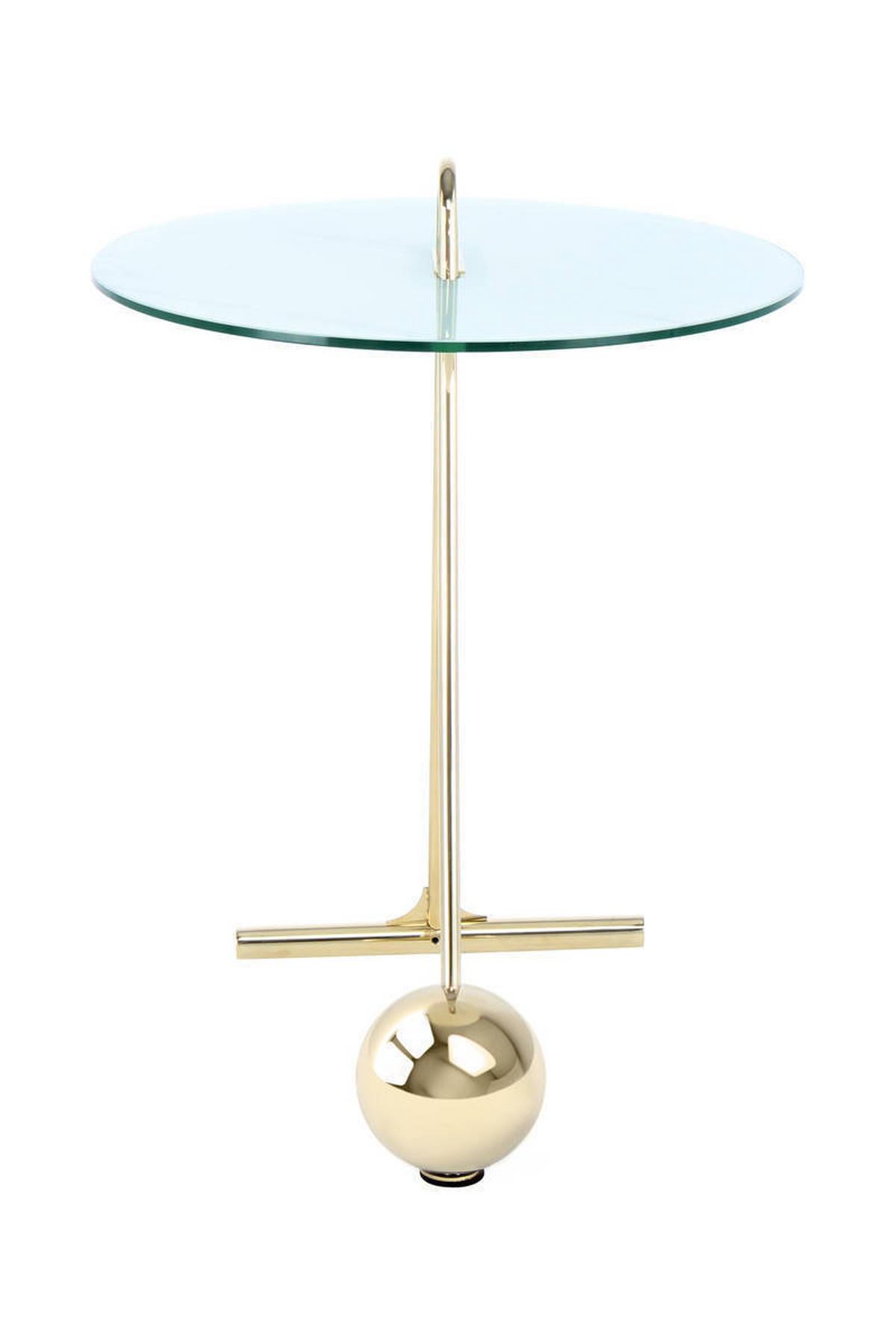 BEISTELLTISCH Weiß, Goldfarben rund  - Goldfarben/Weiß, Basics, Glas/Metall (46/60cm) - Kayoom