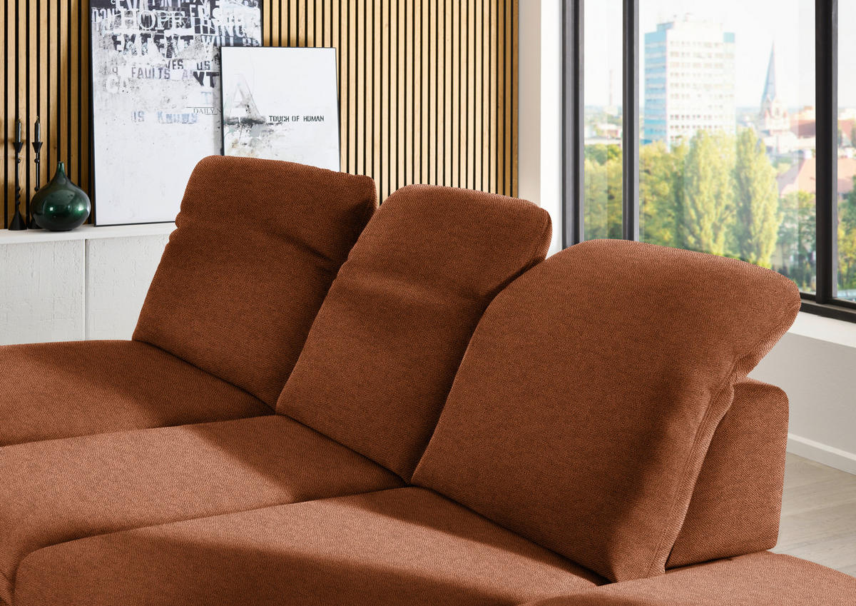 ECKSOFA  in Chenille Rostfarben  198/288 cm  - Rostfarben/Schwarz, Design, Textil/Metall (198/288cm) - Beldomo Style