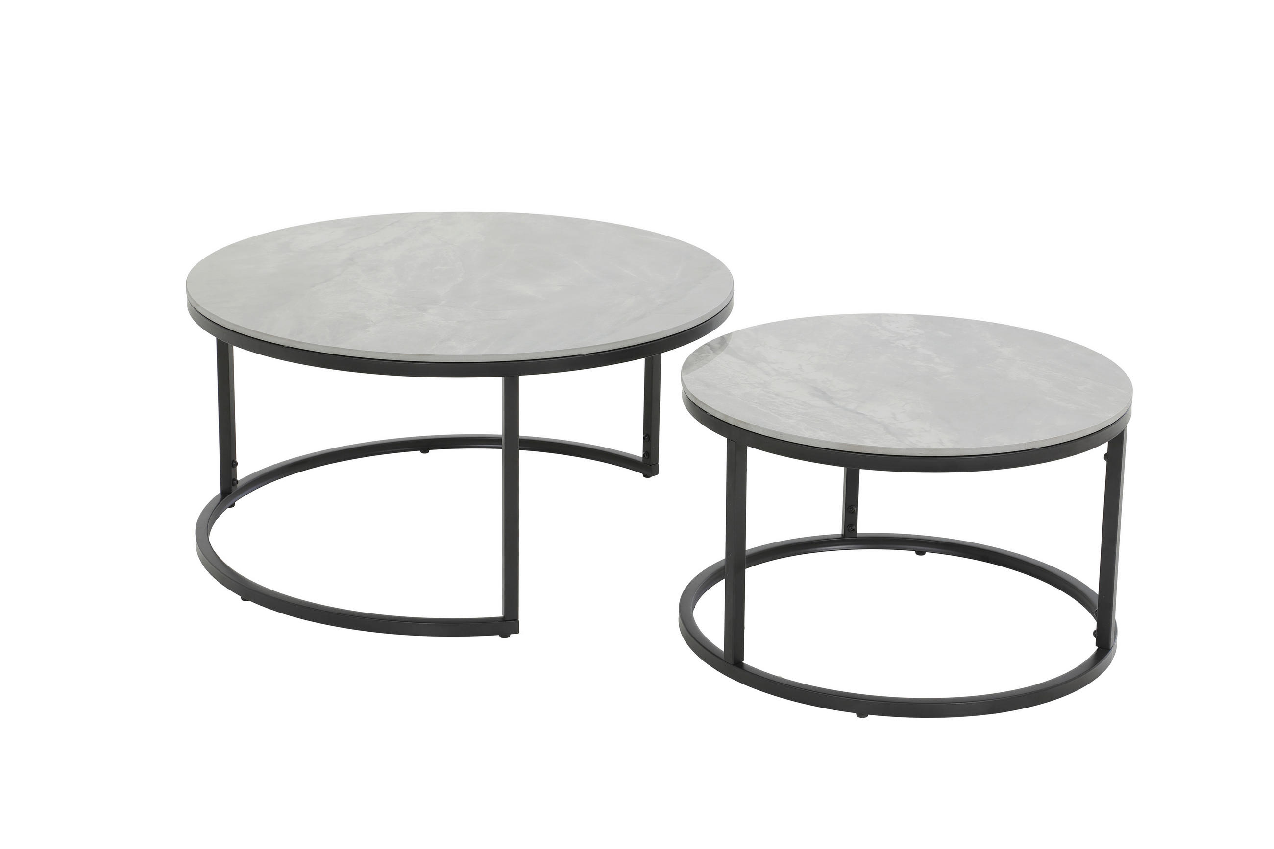 COUCHTISCHSET 60-80/60-80/37-41 cm rund Naturfarben, Schwarz, Beige  - Beige/Schwarz, Basics, Stein/Metall (60-80/60-80/37-41cm) - Boxxx