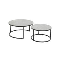 COUCHTISCHSET 60-80/60-80/37-41 cm rund Naturfarben, Schwarz, Beige  - Beige/Schwarz, Basics, Stein/Metall (60-80/60-80/37-41cm) - Boxxx