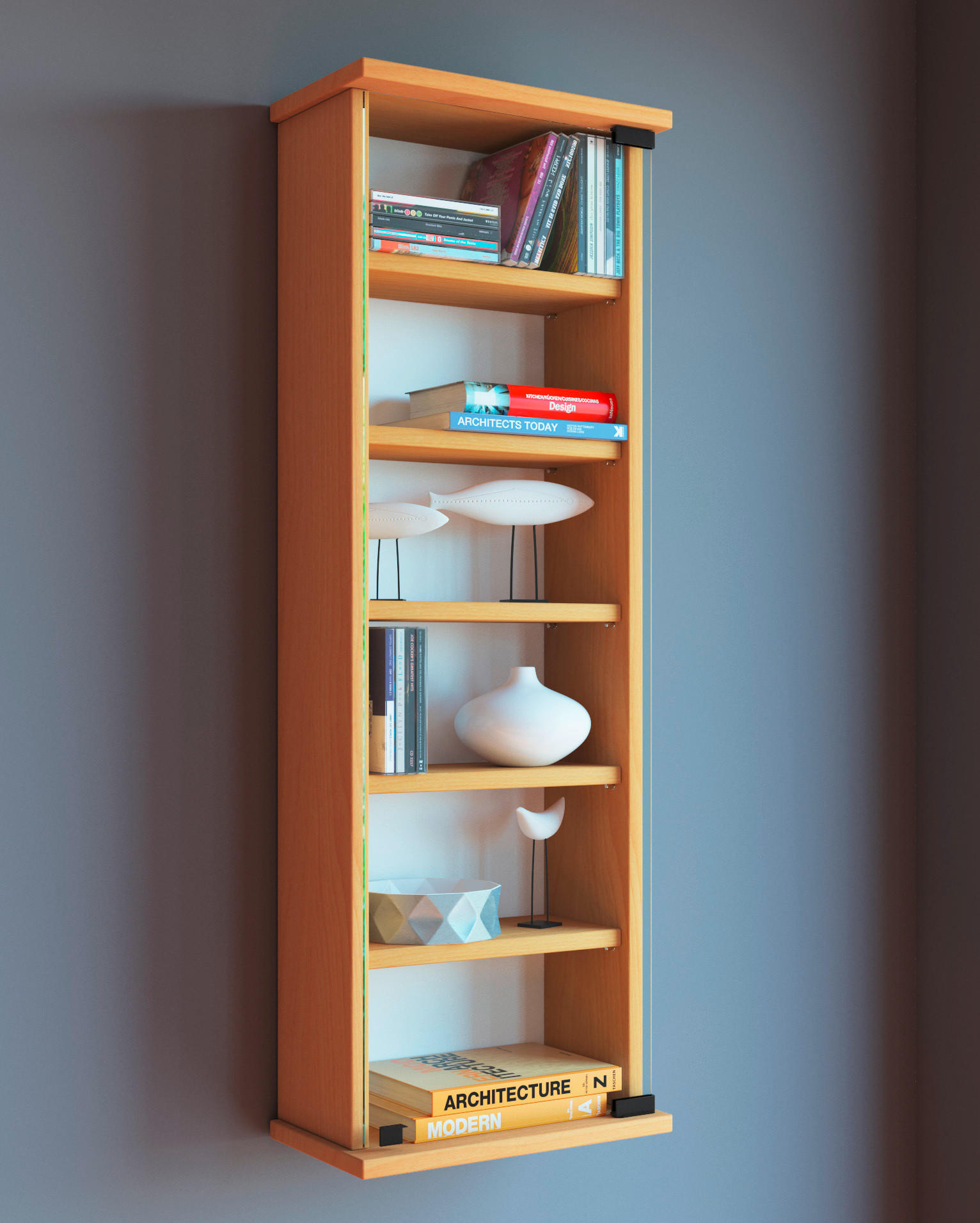 CD-REGAL - Buchefarben, KONVENTIONELL, Glas/Holzwerkstoff (31/91,5/18cm) - MID.YOU