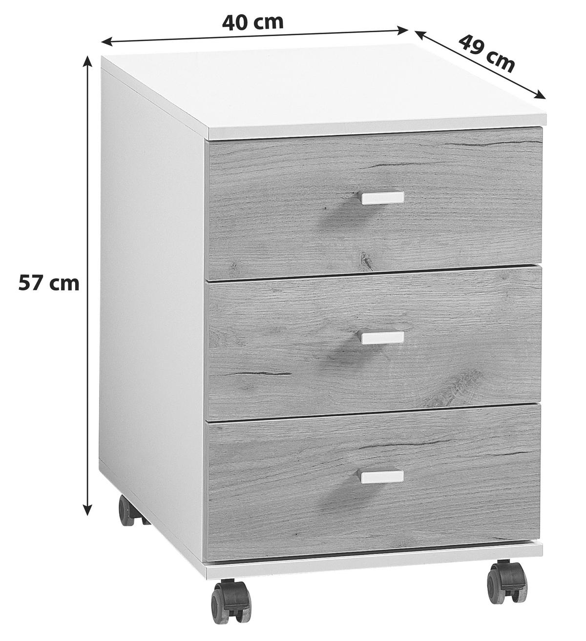 ROLLCONTAINER 40/57/49 cm  - Eichefarben/Silberfarben, Design, Holzwerkstoff/Kunststoff (40/57/49cm) - Germania