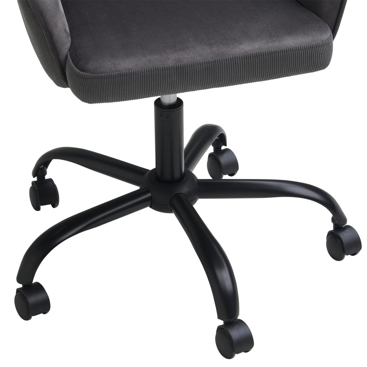 DREHSTUHL  in Cord, Samt Grau  - Schwarz/Grau, MODERN, Kunststoff/Textil (61/92/62cm) - Livetastic