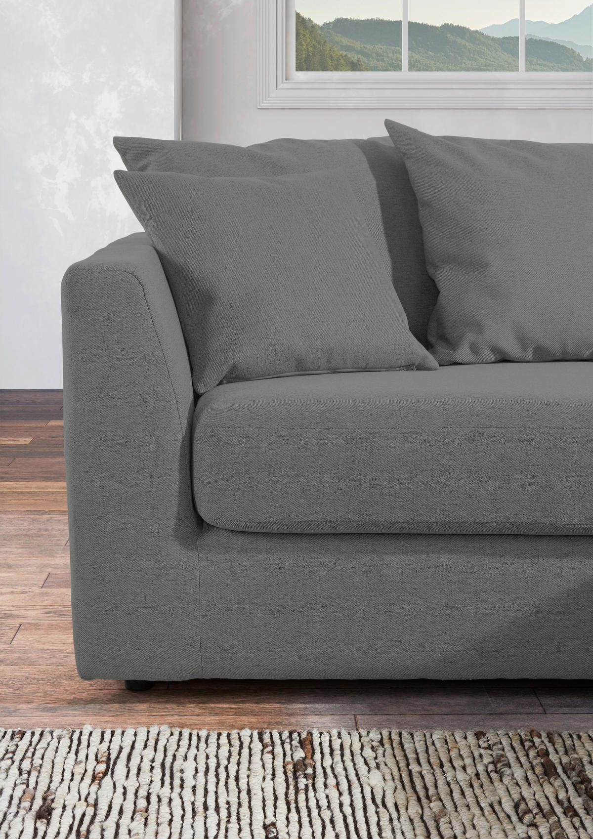 ECKSOFA Braun Flachgewebe  - Schwarz/Braun, Design, Kunststoff/Textil (235/175cm) - home24