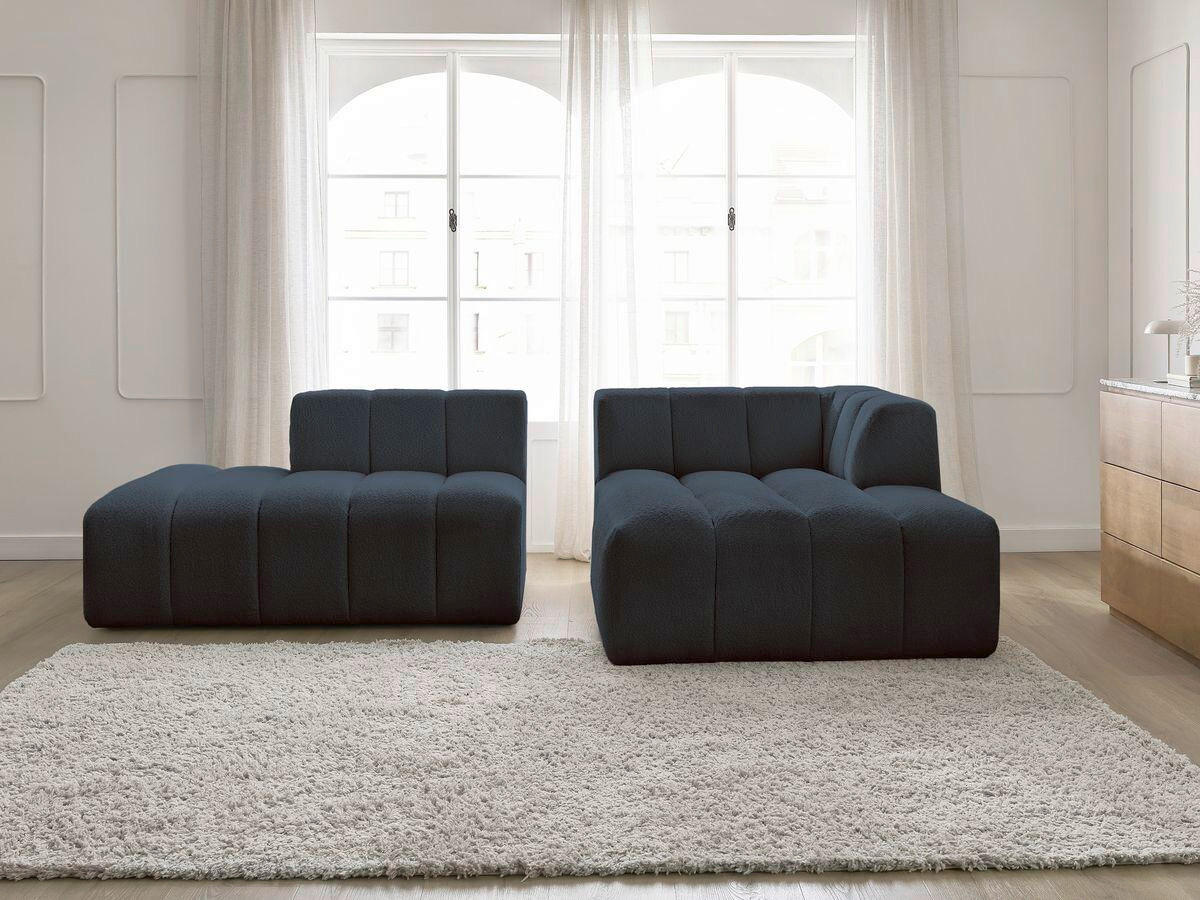 ECKSOFA  ANNECY Dunkelblau Bouclé  - Schwarz/Dunkelblau, MODERN, Kunststoff/Textil (262/170cm)