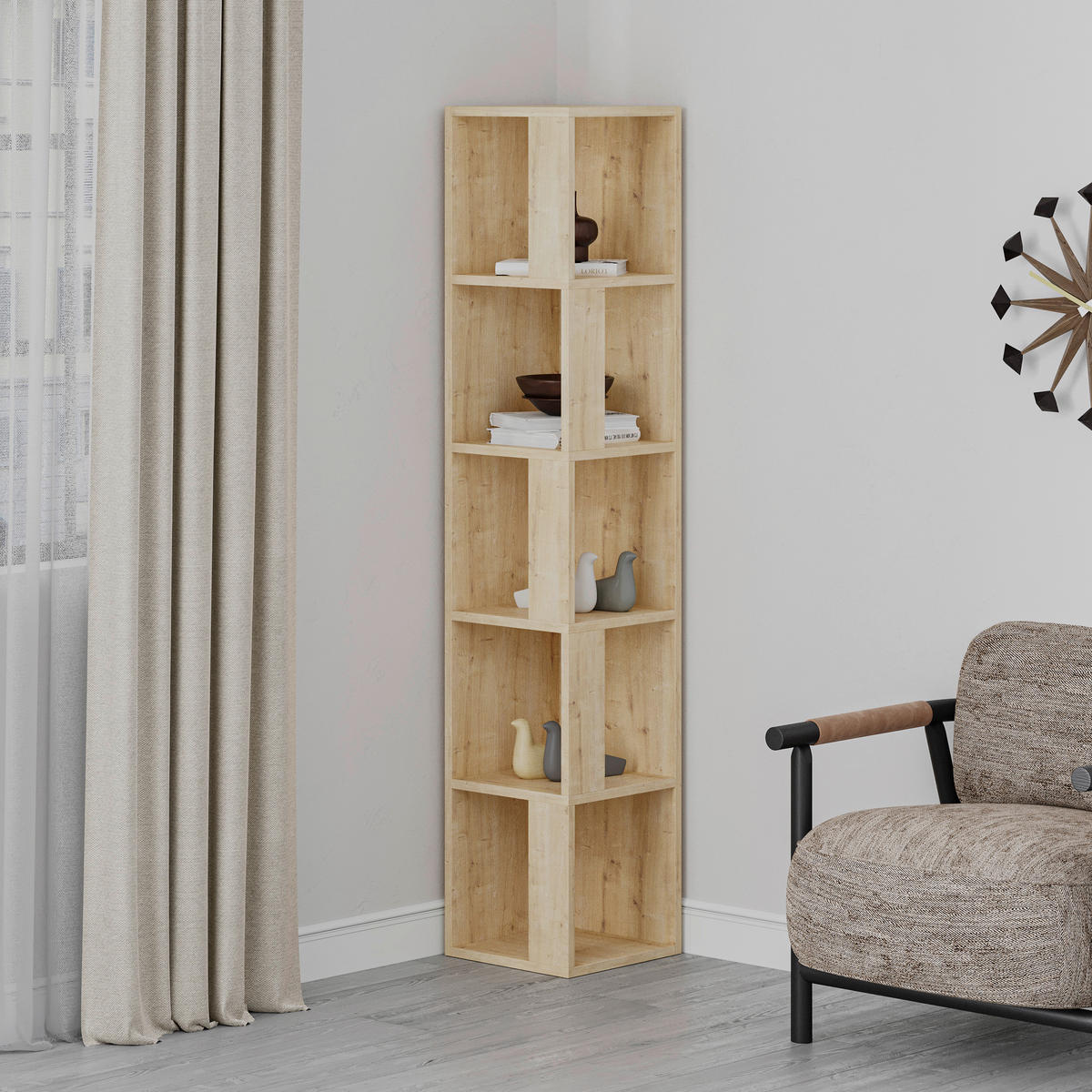 HÖRNHYLLA i 32/159/32 cm ekfärgad  - ekfärgad, Design, trämaterial (32/159/32cm) - Livetastic