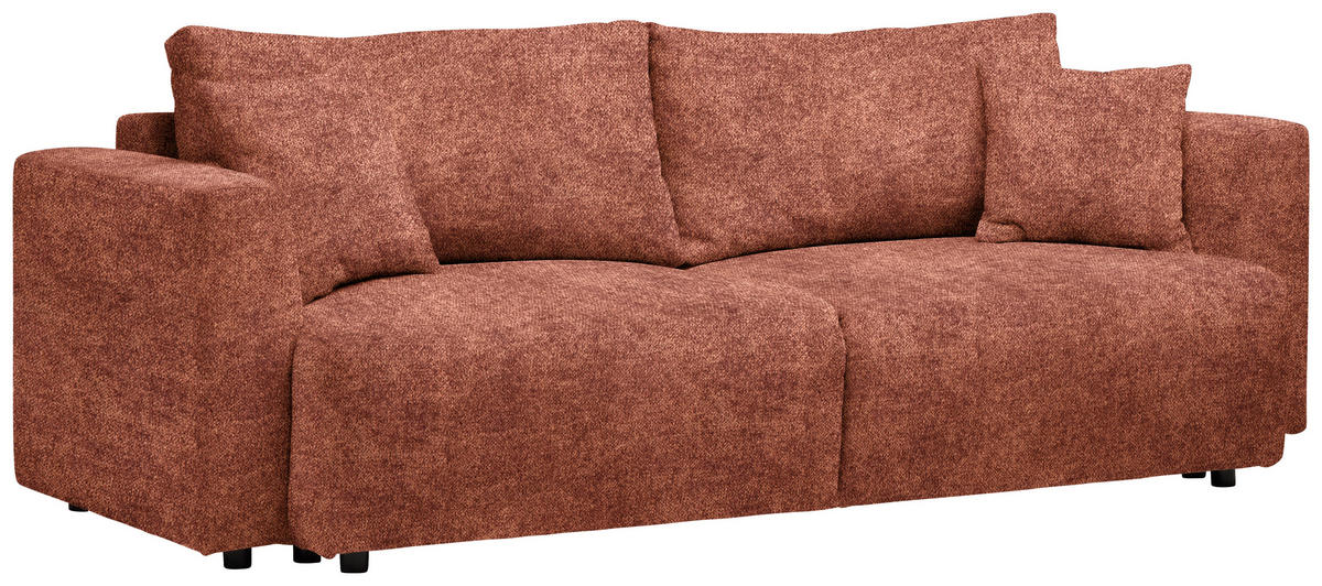 SCHLAFSOFA Velours Rostfarben  - Rostfarben/Schwarz, Design, Kunststoff/Textil (250/92/105cm) - Carryhome