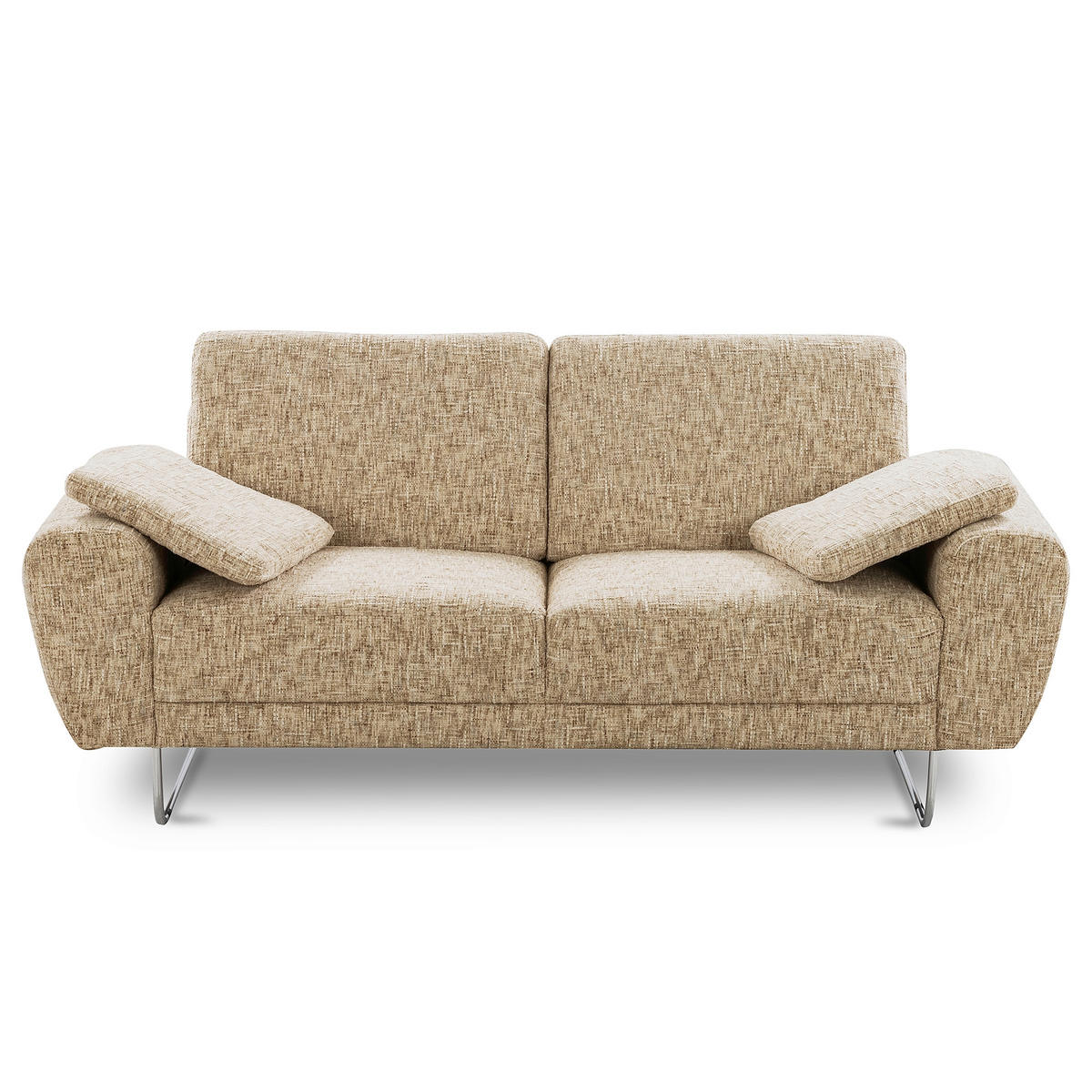 2-SITZER-SOFA SPRING in Webstoff Hellbraun Modern  - Chromfarben/Hellbraun, Design, Textil/Metall (157/85/92cm) - Livetastic