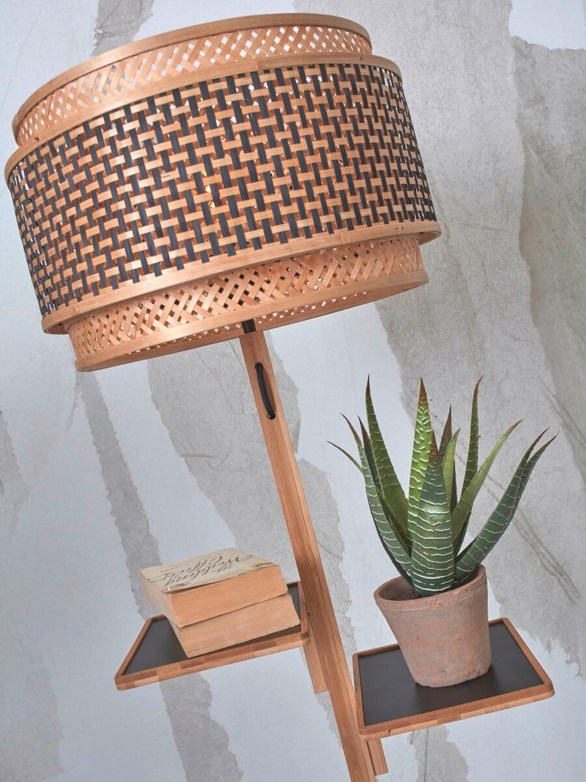 STEHLEUCHTE 40/160 cm    - Schwarz/Naturfarben, Trend, Holz (40/160cm) - Good & Mojo