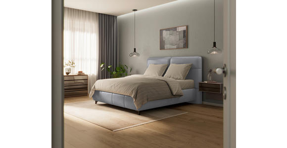BOXSPRINGBETT 180/200 cm  in Ecru  - Ecru/Alufarben, KONVENTIONELL, Textil/Metall (180/200cm) - Dieter Knoll