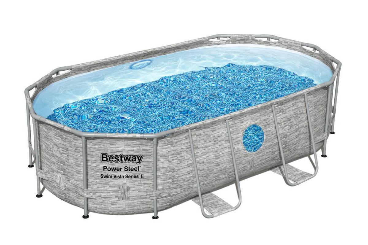 POOLSET 56714GS 427/250/100 cm  - Blau/Grau, KONVENTIONELL, Kunststoff/Metall (427/250/100cm) - Bestway