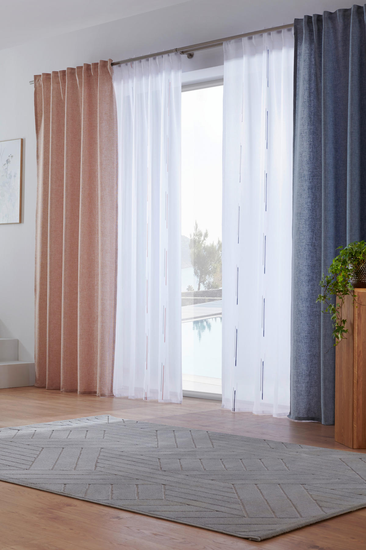 KÉSZFÜGGÖNY részben fényzáró  - rézvörös, Basics, textil (135/245cm) - Esposa