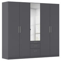 DREHTÜRENSCHRANK 226/210/54 cm,  in Grau, 5 Tür(en)  - Alufarben/Grau, KONVENTIONELL, Glas/Holzwerkstoff (226/210/54cm) - home24