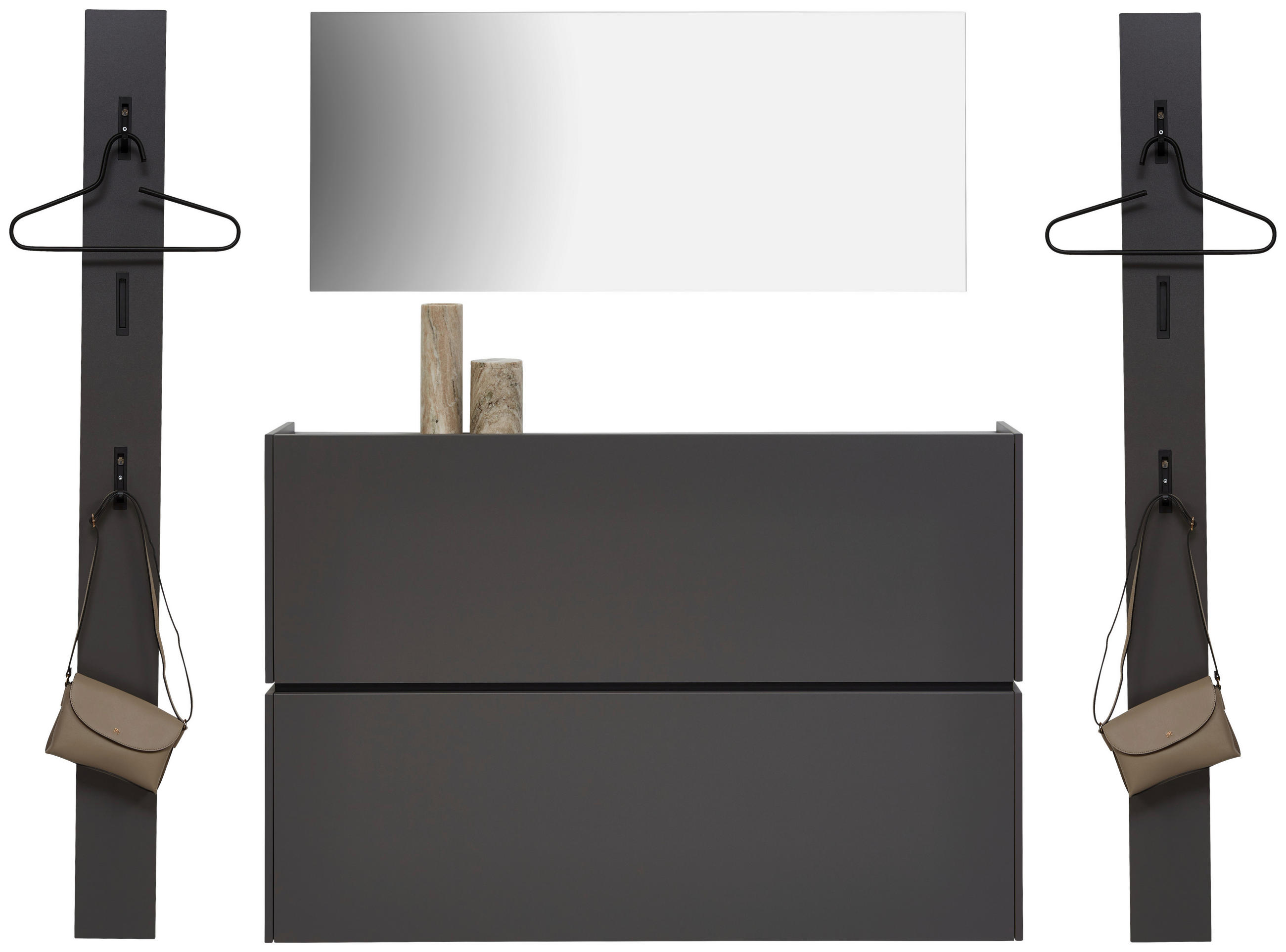 GARDEROBE 4-teilig  in 200/200/22 cm  - Graphitfarben, Design, Holzwerkstoff (200/200/22cm) - Voleo