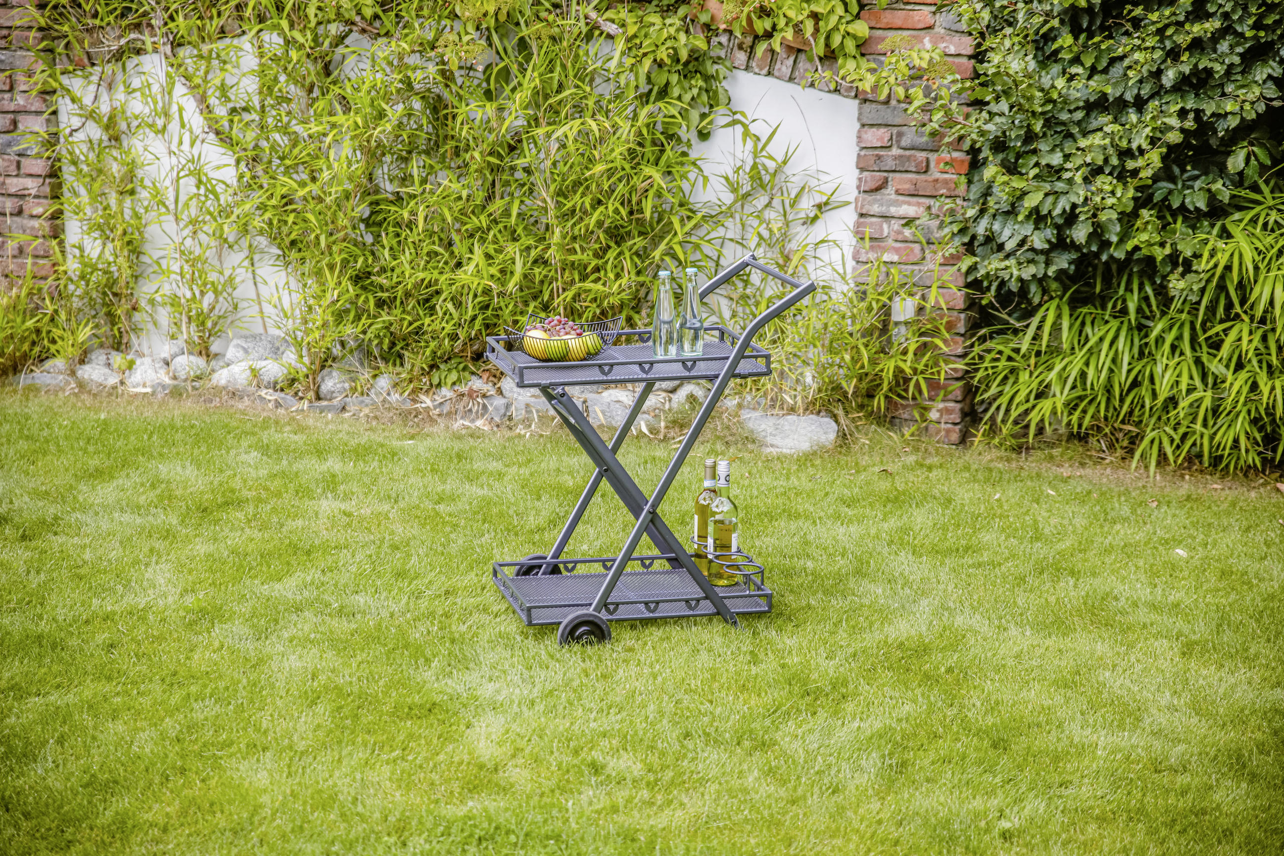 GARTEN-SERVIERWAGEN Metall  - Grau, Basics, Metall (69/54/87cm) - Gardenson