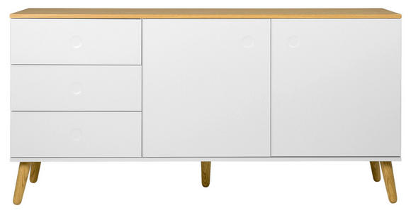 SIDEBOARD Eiche furniert Weiß, Eichefarben Befestigungsmaterial  - Eichefarben/Weiß, Design, Holz/Holzwerkstoff (162/79/43cm) - Ambia Home