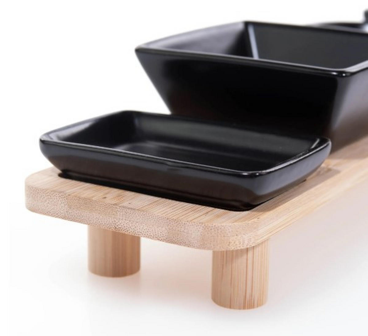 SET SERVERINGSSKÅLAR 7 delar   - brun/svart, Design, trä/keramik (50/8/8cm)
