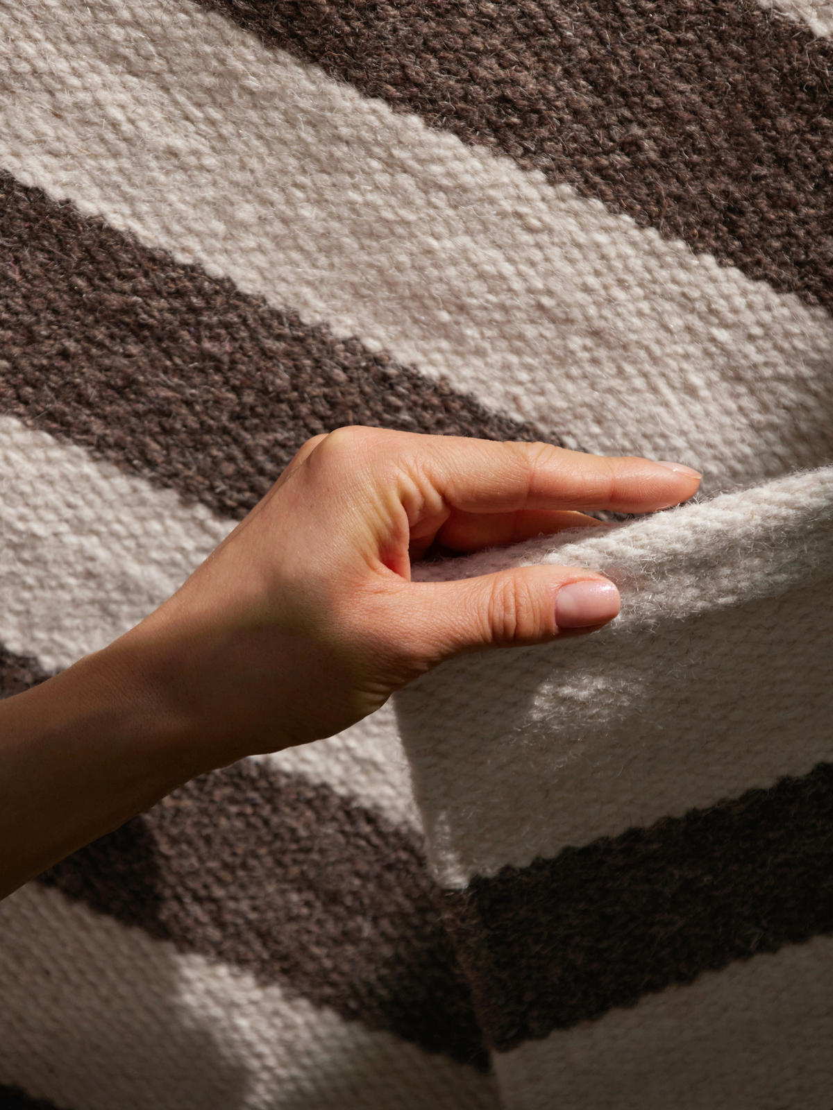 HANDWEBTEPPICH 160/230 cm Vika Weiß, Dunkelbraun rechteckig  - Dunkelbraun/Weiß, Basics, Textil (160/230cm) - Hanse Home