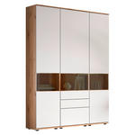 VITRINENKOMBINATION  in Weiß, Buchefarben - Buchefarben/Schwarz, KONVENTIONELL, Glas/Holzwerkstoff (150/215/40cm) - Venda