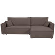 ECKSOFA inkl. Funktionen Mokka Cord  - Schwarz/Mokka, Design, Textil (267/141cm) - Xora