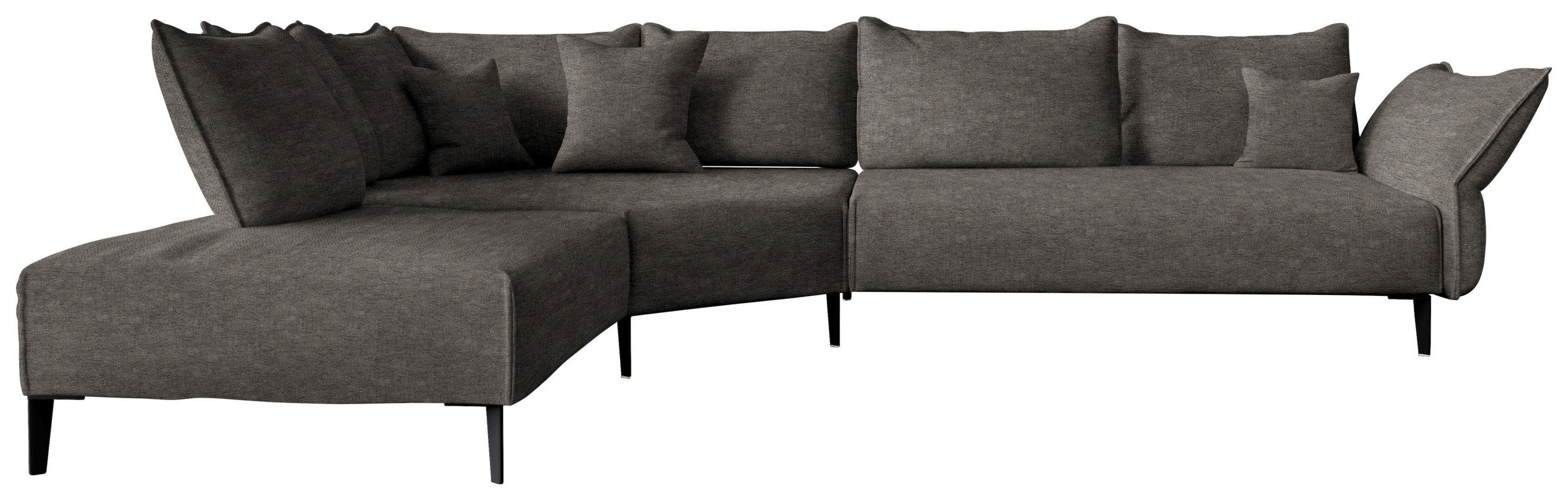 ECKSOFA  in Chenille, Flachgewebe Dunkelbraun  272/340 cm  - Dunkelbraun/Schwarz, MODERN, Textil/Metall (272/340cm) - W.Schillig