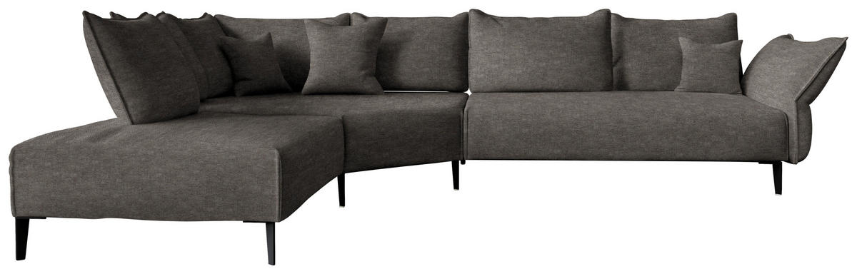 ECKSOFA  in Chenille, Flachgewebe Dunkelbraun  272/340 cm  - Dunkelbraun/Schwarz, MODERN, Textil/Metall (272/340cm) - W.Schillig