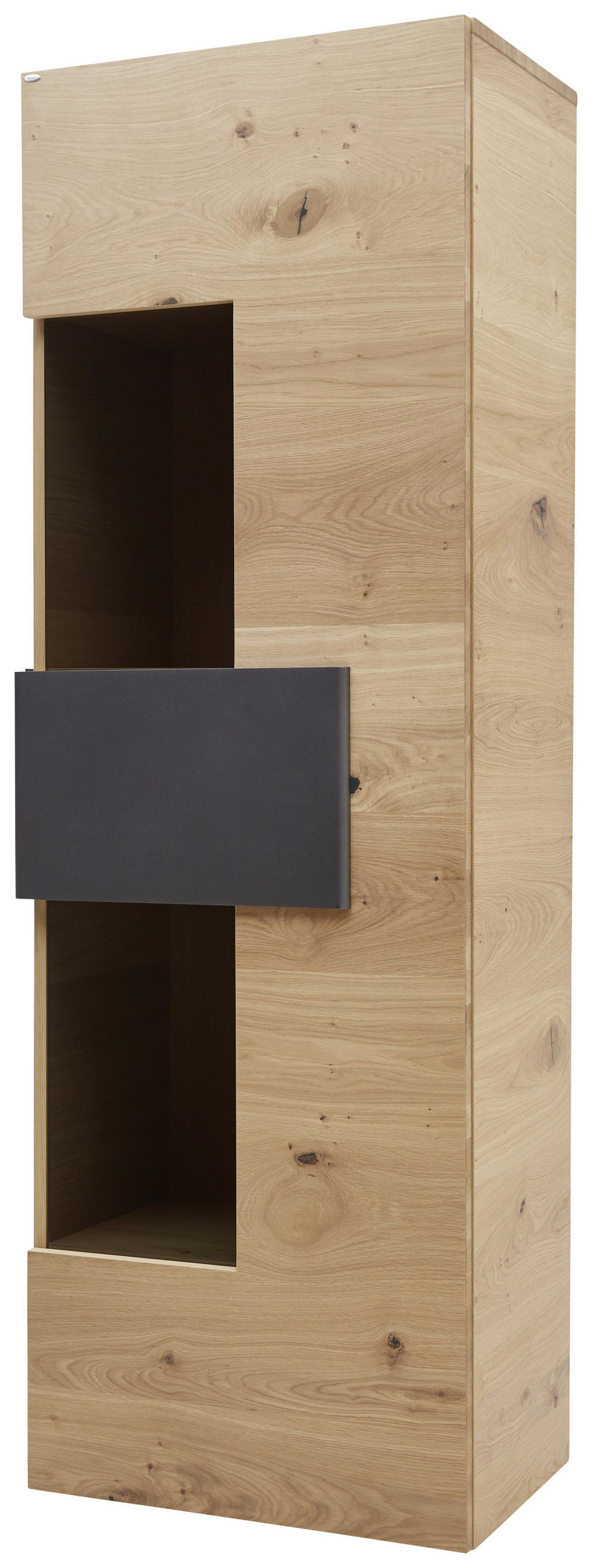 VITRINE  in furniert, mehrschichtige Massivholzplatte (Tischlerplatte) Wildeiche Anthrazit, Eichefarben - Eichefarben/Anthrazit, Natur, Glas/Holz (65,2/194/44cm) - Voglauer