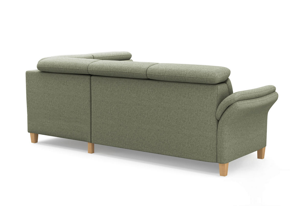 ECKSOFA Flachgewebe Olivgrün  - Eichefarben/Olivgrün, Konventionell, Holz/Textil (247/193cm) - Sit & More