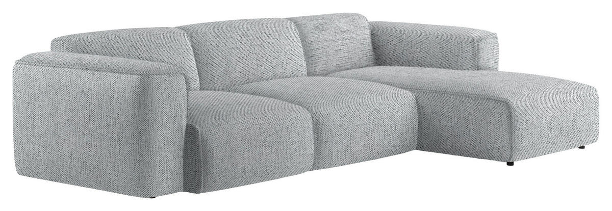 ECKSOFA Grau Webstoff Rücken echt  - Schwarz/Grau, Design, Kunststoff/Textil (290/171cm) - home24