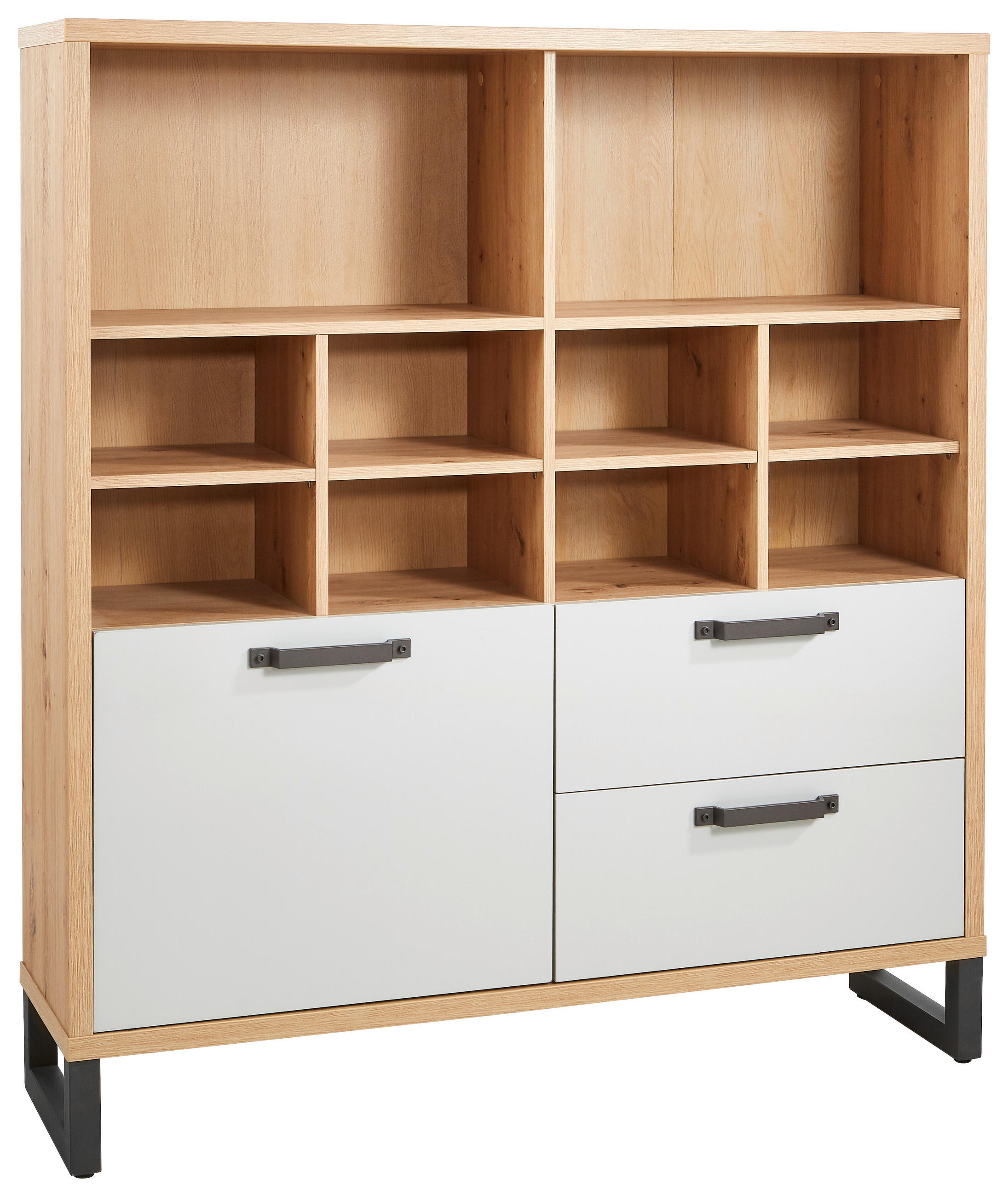 VISOKA KOMODA, siva, hrast artisan  - temno siva/siva, Moderno, kovina/leseni material (131,6/147,2/35cm) - Xora