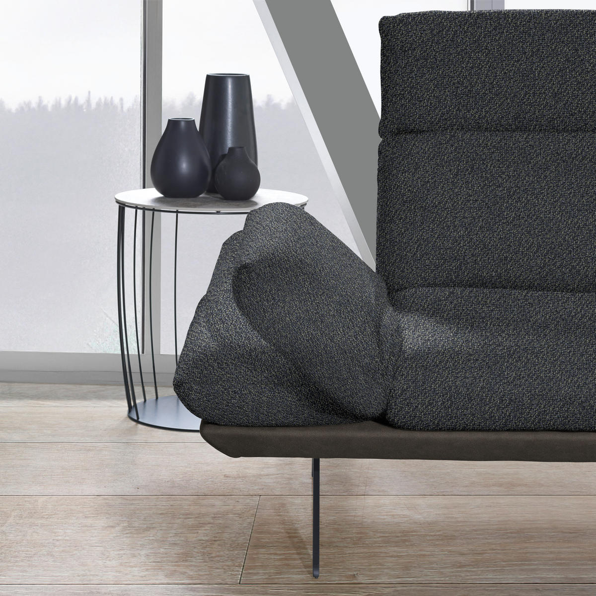 ECKSOFA in Flachgewebe Graublau  - Graublau/Dunkelgrau, Design, Textil/Metall (239/270cm) - Koinor