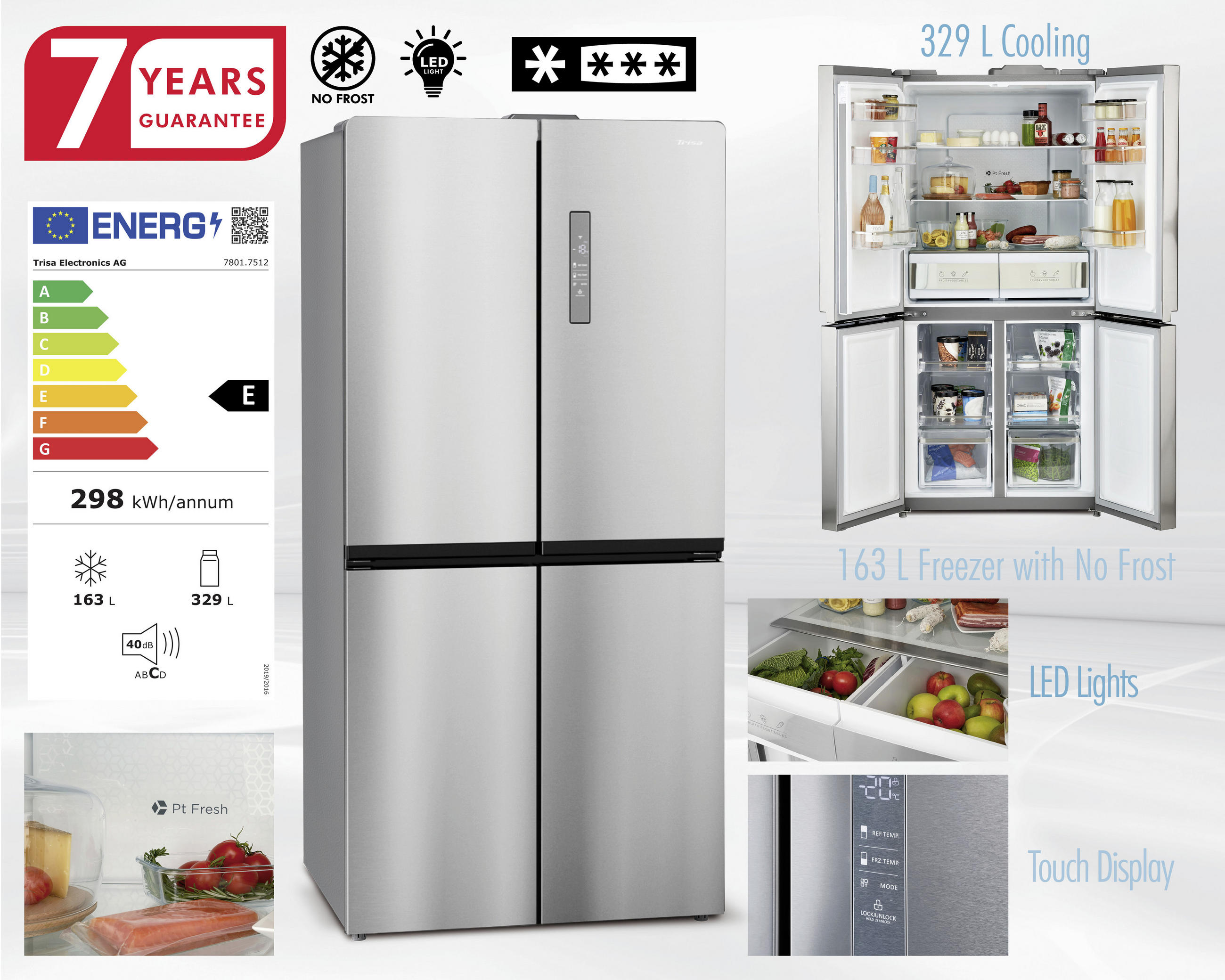 MULTI-DOOR 7801.7512  - Edelstahlfarben, KONVENTIONELL, Metall (75,5/83,3/180,8cm)