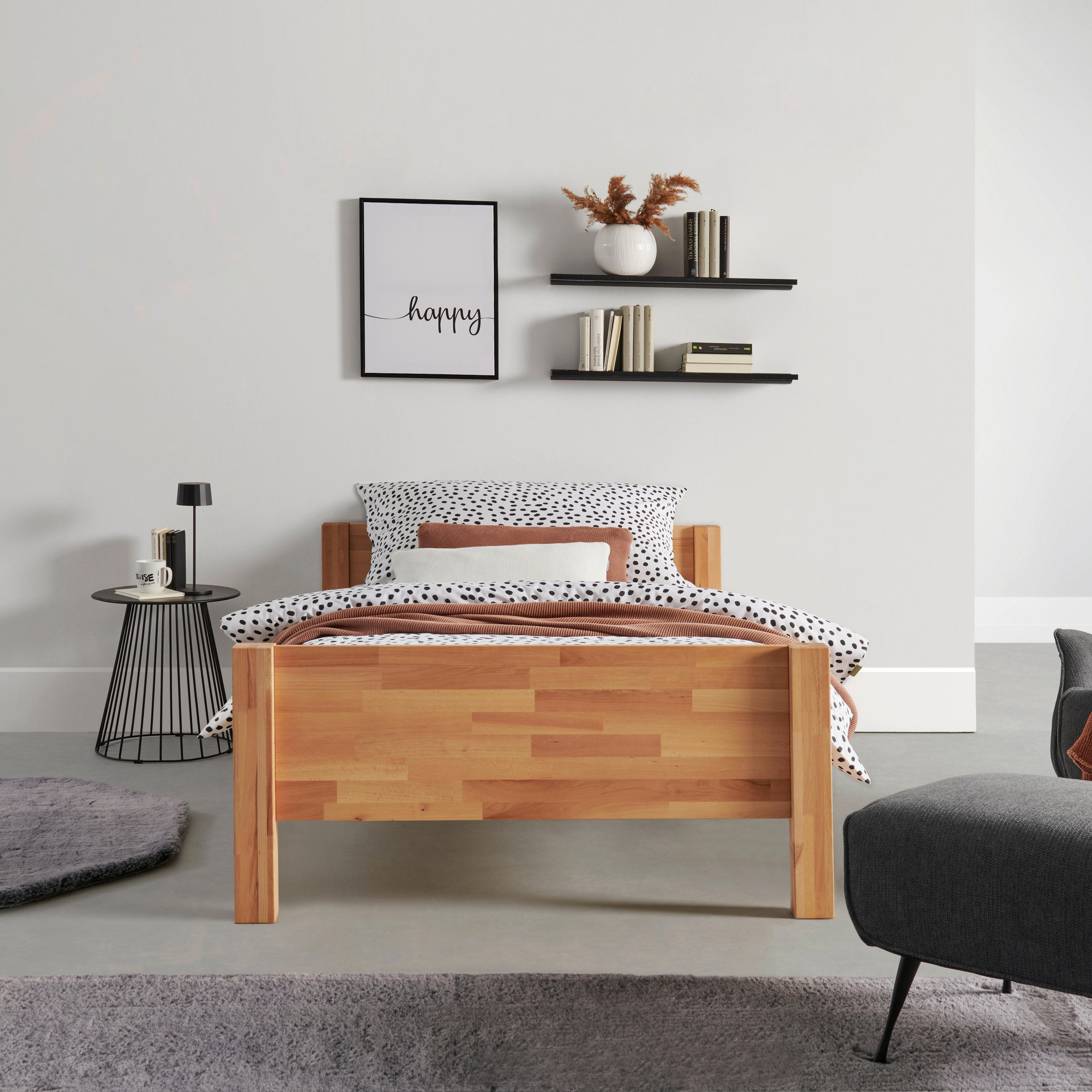 BETT 120/200 cm  in Kernbuche  - Kernbuche, Natur, Holz (120/200cm) - MID.YOU