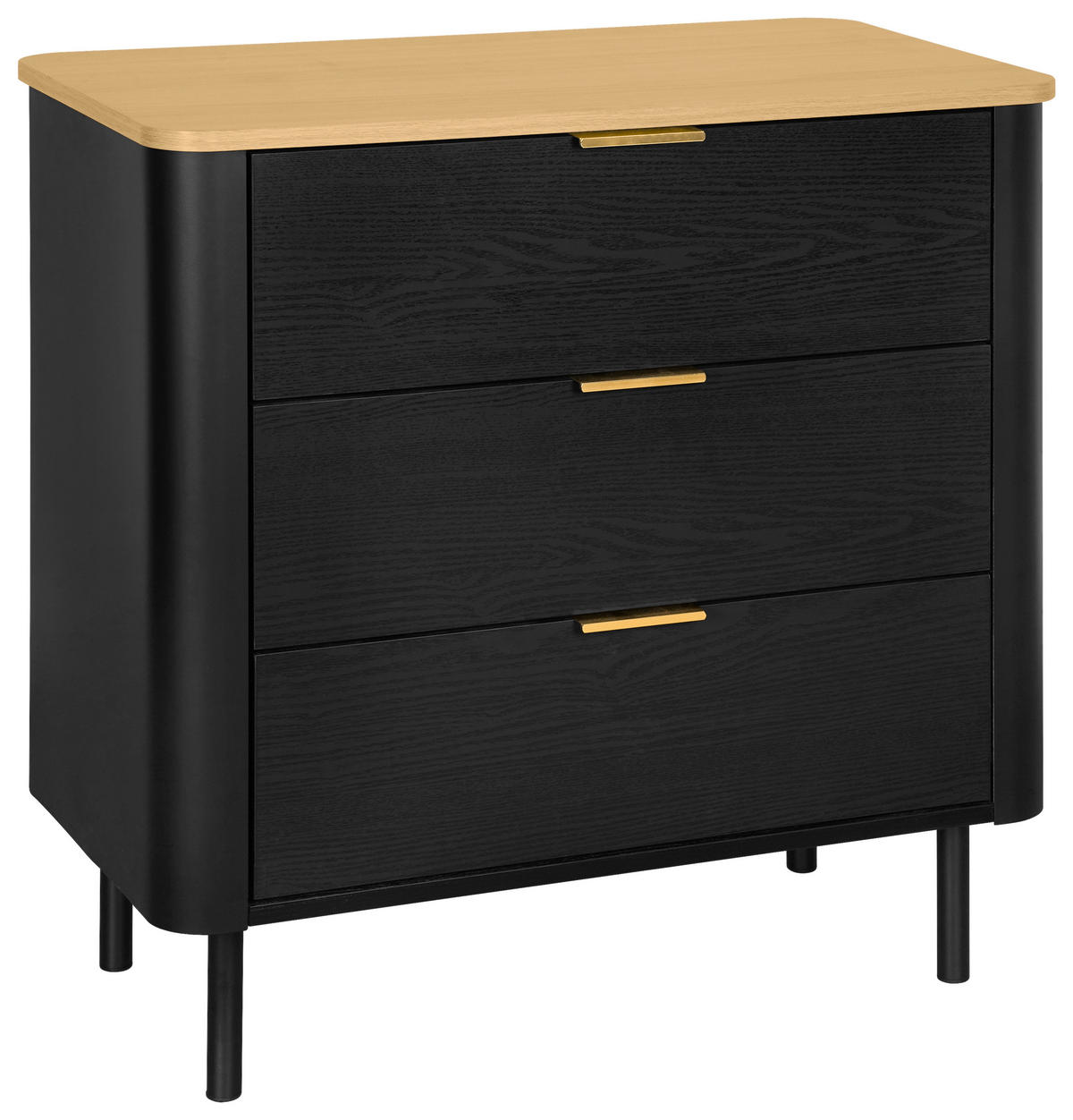 KOMODA, černá, barvy dubu, 73/75/40 cm - černá/barvy dubu, Trend, kov/kompozitní dřevo (73/75/40cm) - Xora