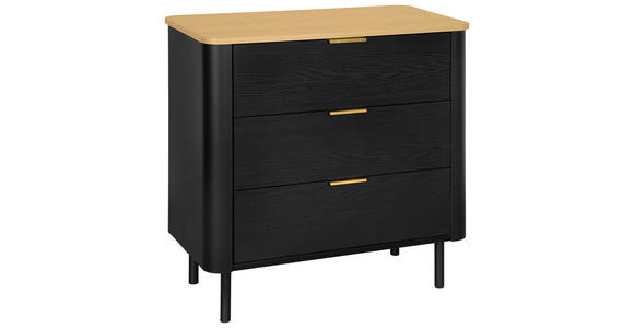 KOMMODE , 73/75/40 cm, 3 Schublade(n)  - Eichefarben/Goldfarben, Trend, Holzwerkstoff/Metall (73/75/40cm) - Xora