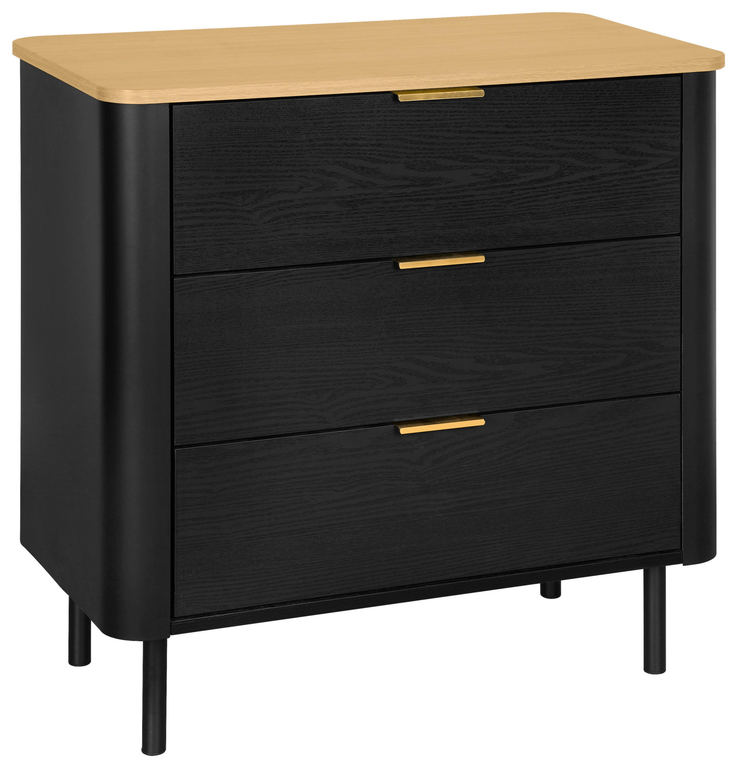 E-shop Xora KOMODA, čierna, farba duba, 73/75/40 cm