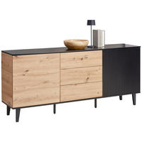 SIDEBOARD 178/78/40 cm  in Schwarz, Eiche Artisan  - Schwarz/Eiche Artisan, Design, Holzwerkstoff/Metall (178/78/40cm) - Xora