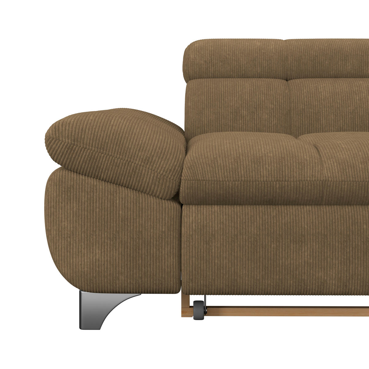 ECKSOFA Braun Chenille  - Chromfarben/Braun, KONVENTIONELL, Textil/Metall (312/234cm) - Livetastic