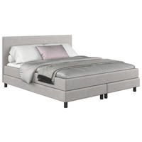 BOXBETT 180/200 cm,  in Hellgrau, Matratze, Topper, H3 = fest  - Hellgrau/Schwarz, MODERN, Holzwerkstoff/Textil (180/200cm) - MID.YOU