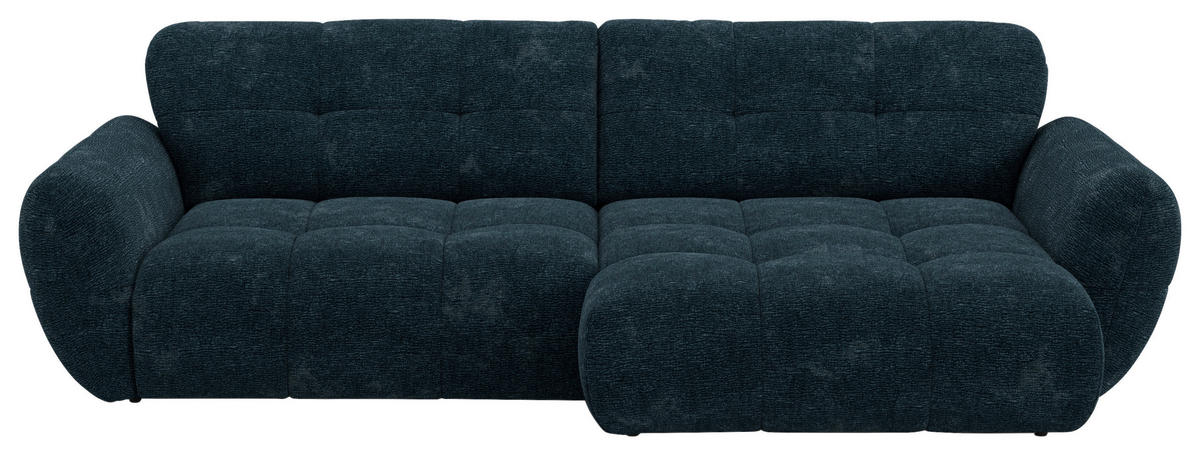 ECKSOFA NIVO Dunkelblau Chenille Rücken echt  - Schwarz/Dunkelblau, MODERN, Kunststoff/Textil (312/175cm) - Livetastic