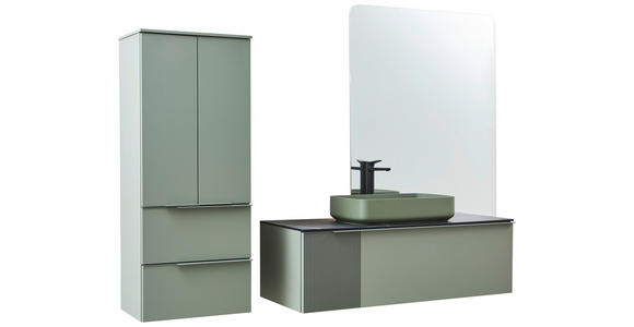 MIDISCHRANK 50/125/37 cm  - Schwarz/Hellgrün, KONVENTIONELL, Glas/Holzwerkstoff (50/125/37cm) - Dieter Knoll