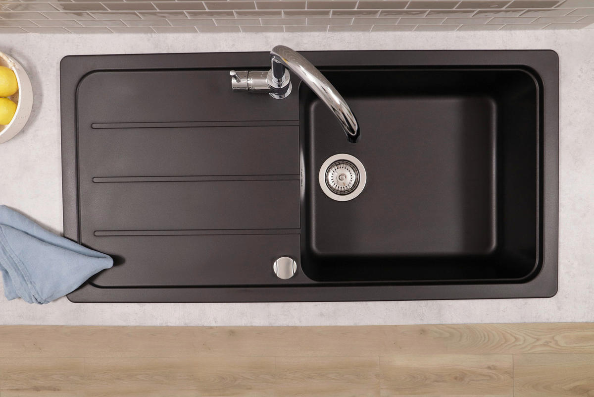 SPÜLE AUSTIN100X50S  - Schwarz, Design, Stein (100/20/50cm) - Respekta