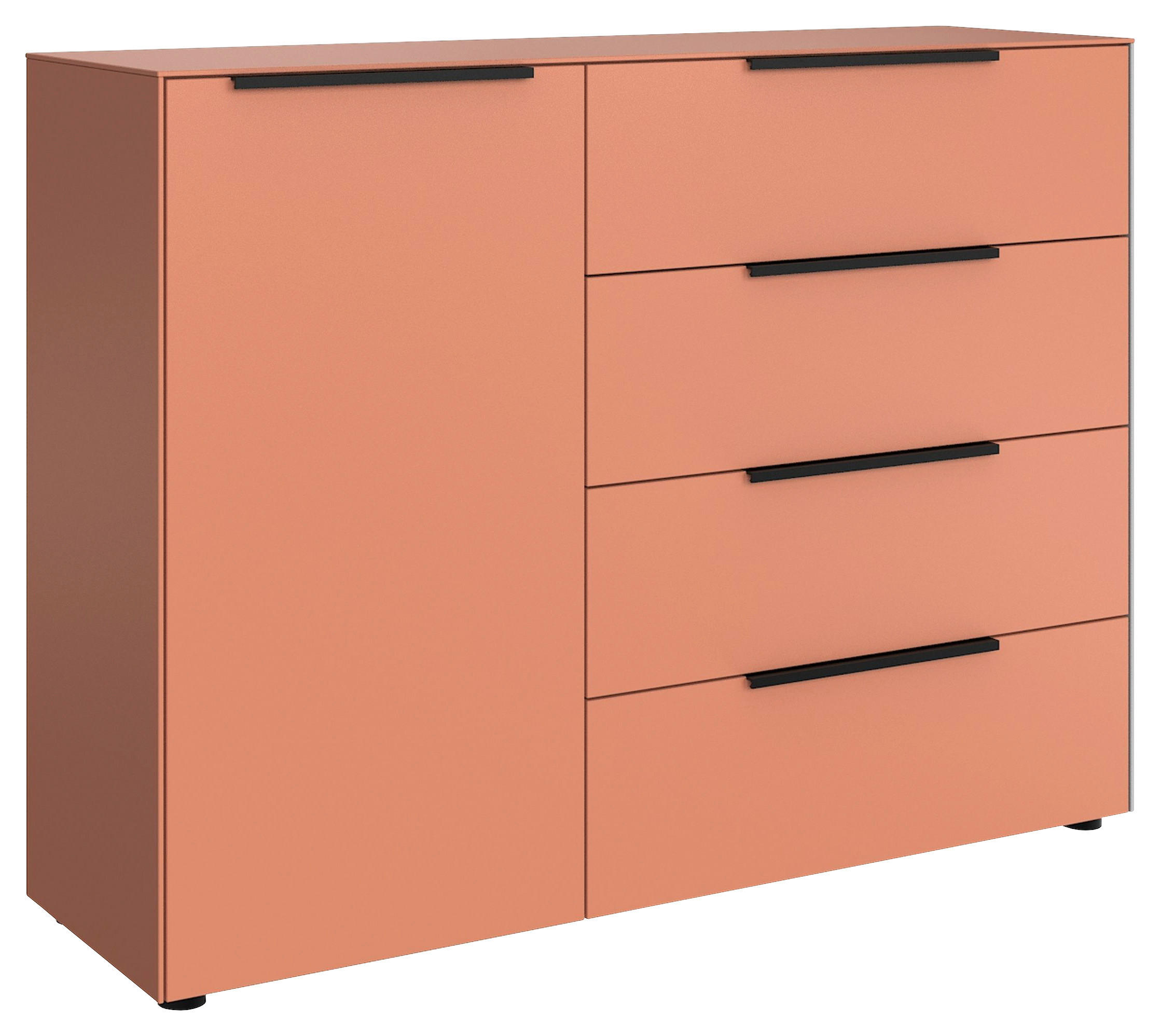 KOMMODE , 120/97/38 cm, 4 Schublade(n)  - Rot/Schwarz, Design, Holzwerkstoff/Kunststoff (120/97/38cm) - Lomoco