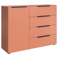KOMMODE , 120/97/38 cm, 4 Schublade(n)  - Rot/Schwarz, Design, Holzwerkstoff/Kunststoff (120/97/38cm) - Lomoco