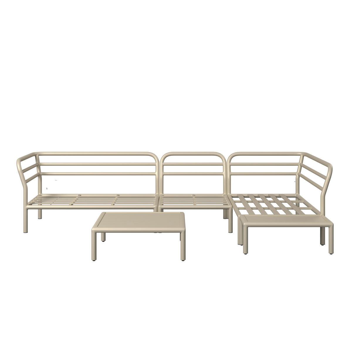 LOUNGEGARNITUR Aluminium  - Sandfarben/Beige, Design, Textil/Metall (289/69/169cm) - Amatio