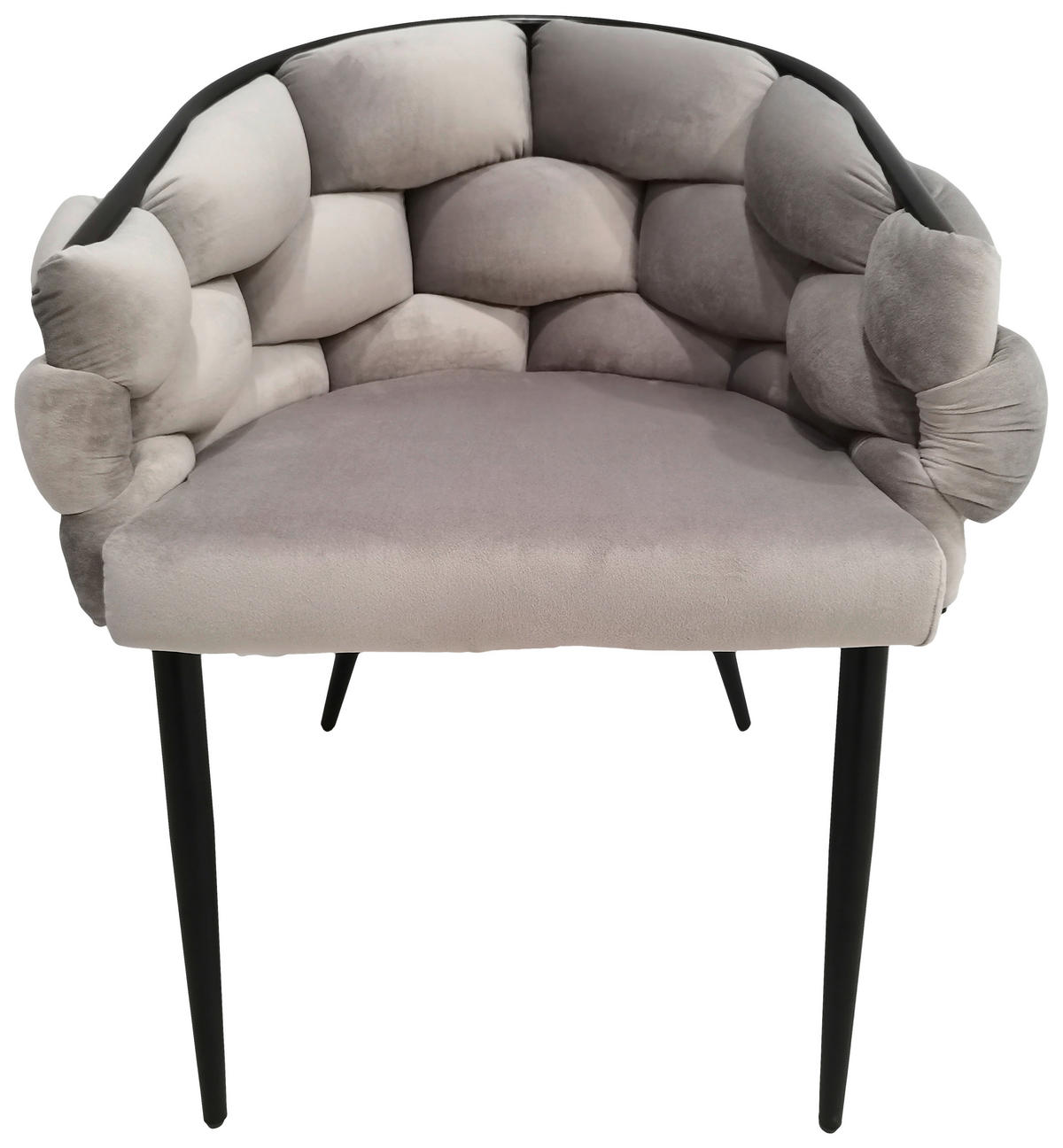 ARMLEHNSTUHL-SET 2 Stück  in Samt  - Taupe/Schwarz, MODERN, Textil/Metall (65/79/61cm) - Kayoom