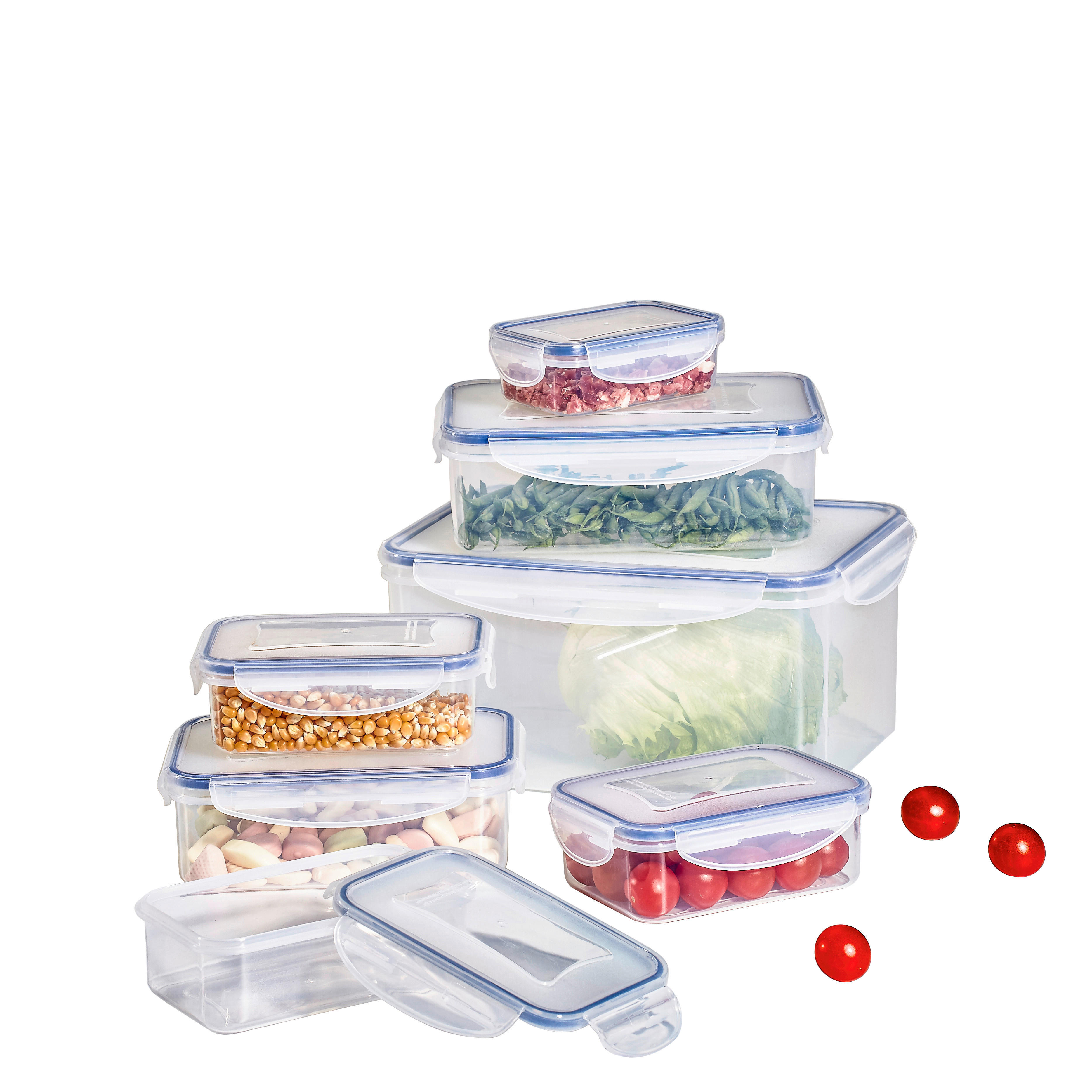 FÖRVARINGSBURKAR SET 7 delar  - blå/transparent, Basics, plast - Best Price