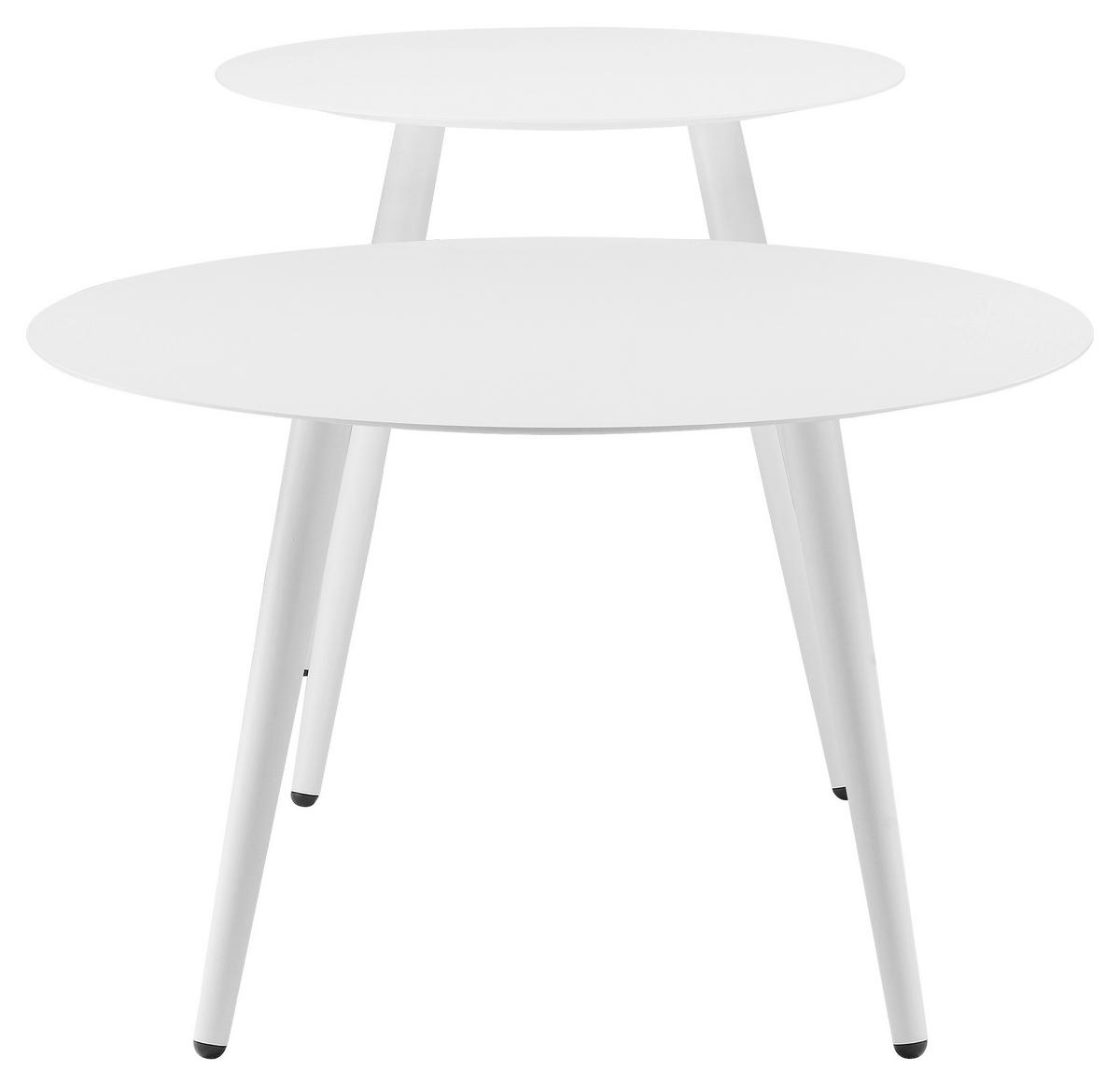COUCHTISCHSET in Metall 45-60/45-60/38-45,5 cm  - Weiss, Design, Metall (45-60/45-60/38-45,5cm) - Carryhome