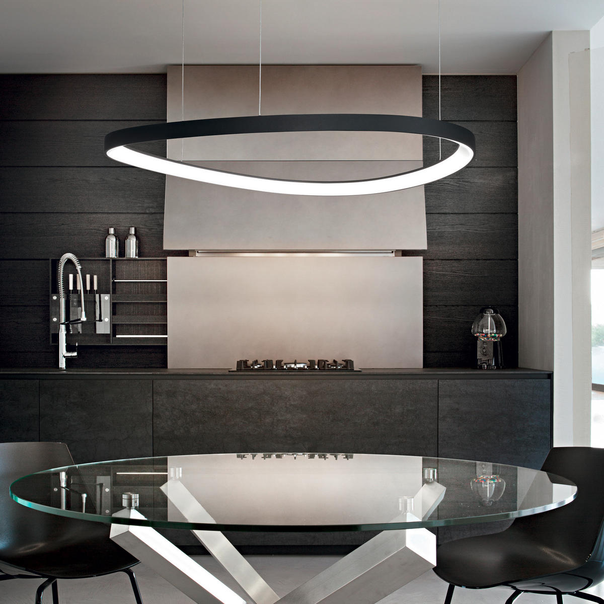 LED-HÄNGELEUCHTE Gemini 81/28,5/180 cm   - Schwarz, Design, Kunststoff/Metall (81/28,5/180cm) - Ideal Lux