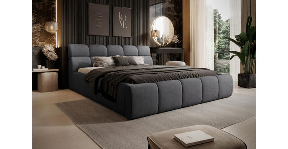 POLSTERBETT 180/200 cm,  in Anthrazit,  - Anthrazit/Schwarz, Design, Kunststoff/Textil (180/200cm) - Esposa